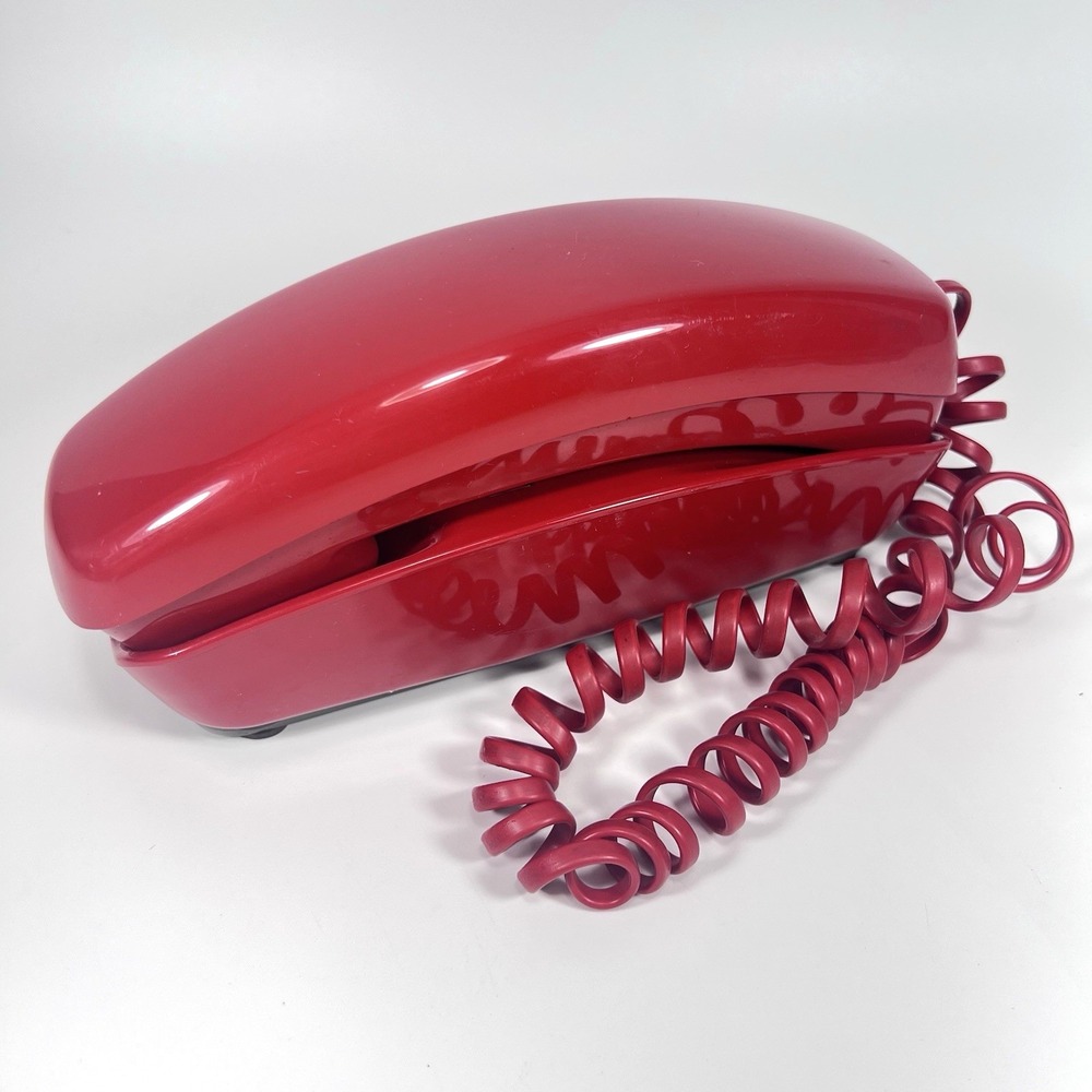 Vintage Red Western Electric Trimline Touchtone Desk Telephone- Lights-Up, Works